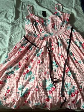 Torrid Strawberry Retro Chic Belted Swing Dress Size 1X